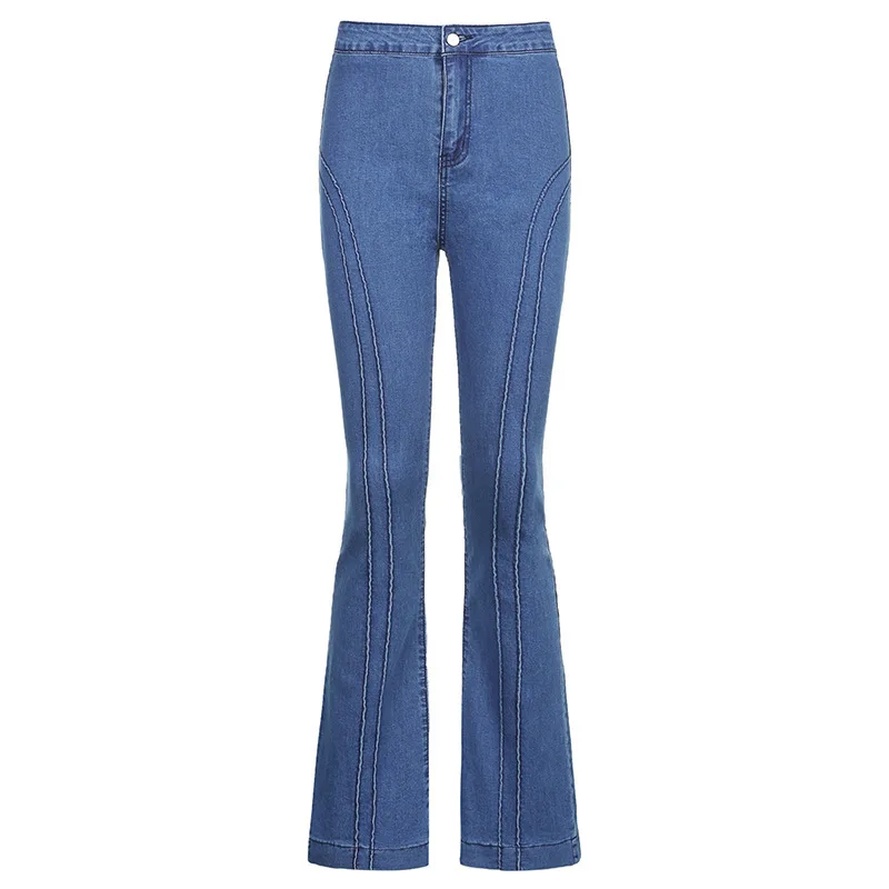 

Spring Autumn Women Skinny Bell Bottom Jeans Fashion Stretch Mid Waist Slim Fit Jeans Vintage Dark Blue Denim Flared Pants Women