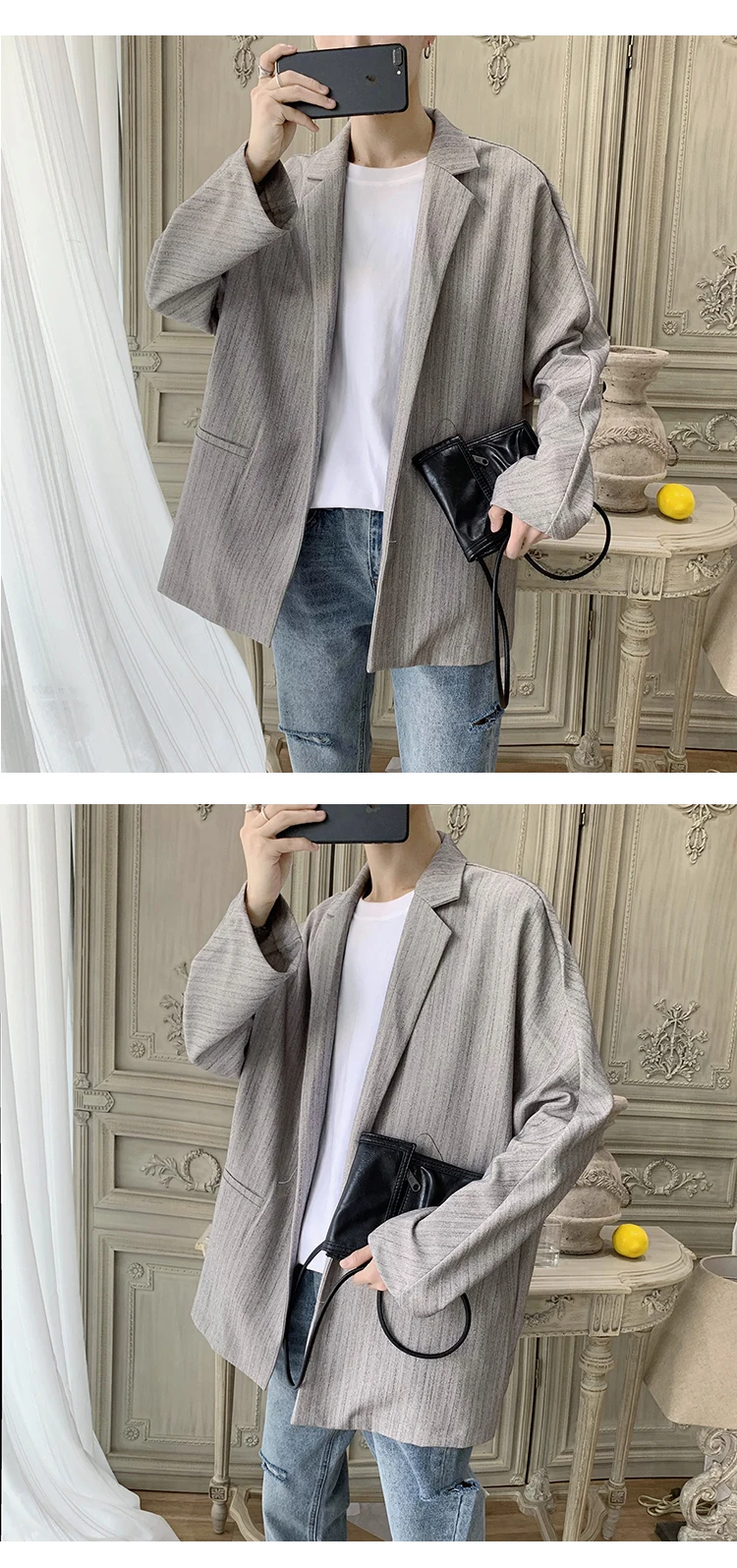 Hongkong Autumn Men Blazer Black Oversized Blazer Masculino Yuppie Style Men Blazer hombre