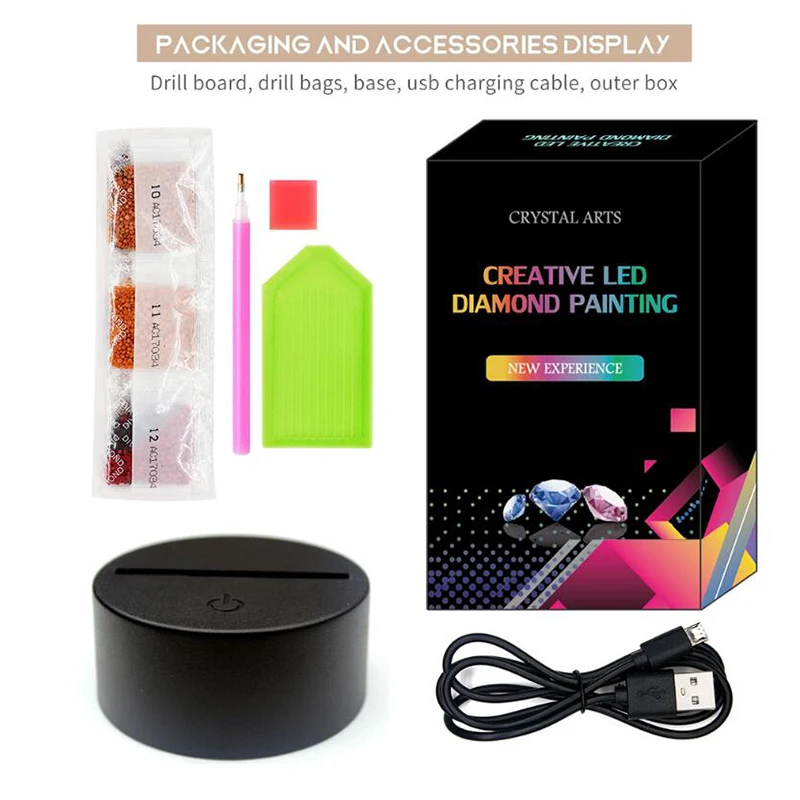 

5D DIY Diamond Painting Led Light Pad Diamond Mosaic Embroidery Lamp Night Light 7 Colors Available Home Desk Night Lamp Decor