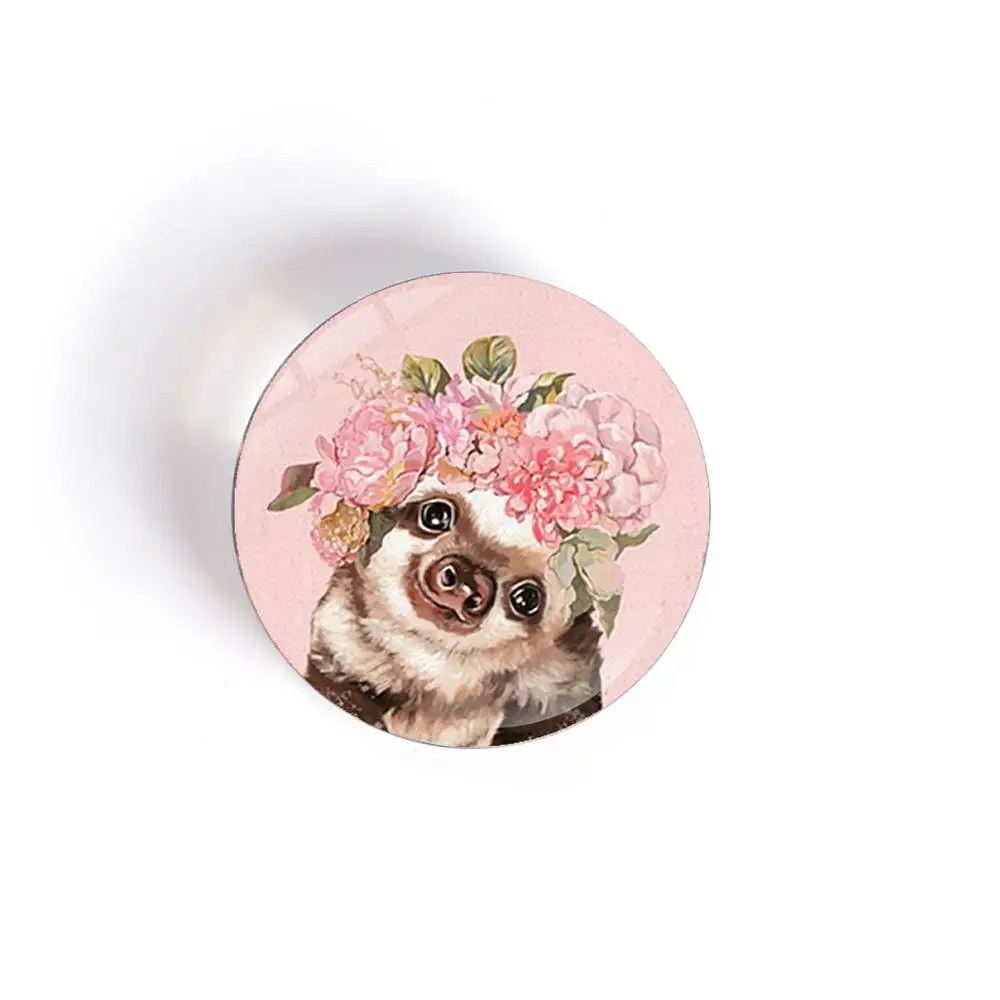 QIYUE Магнитная круглая стеклянная наклейка на холодильник с изображением