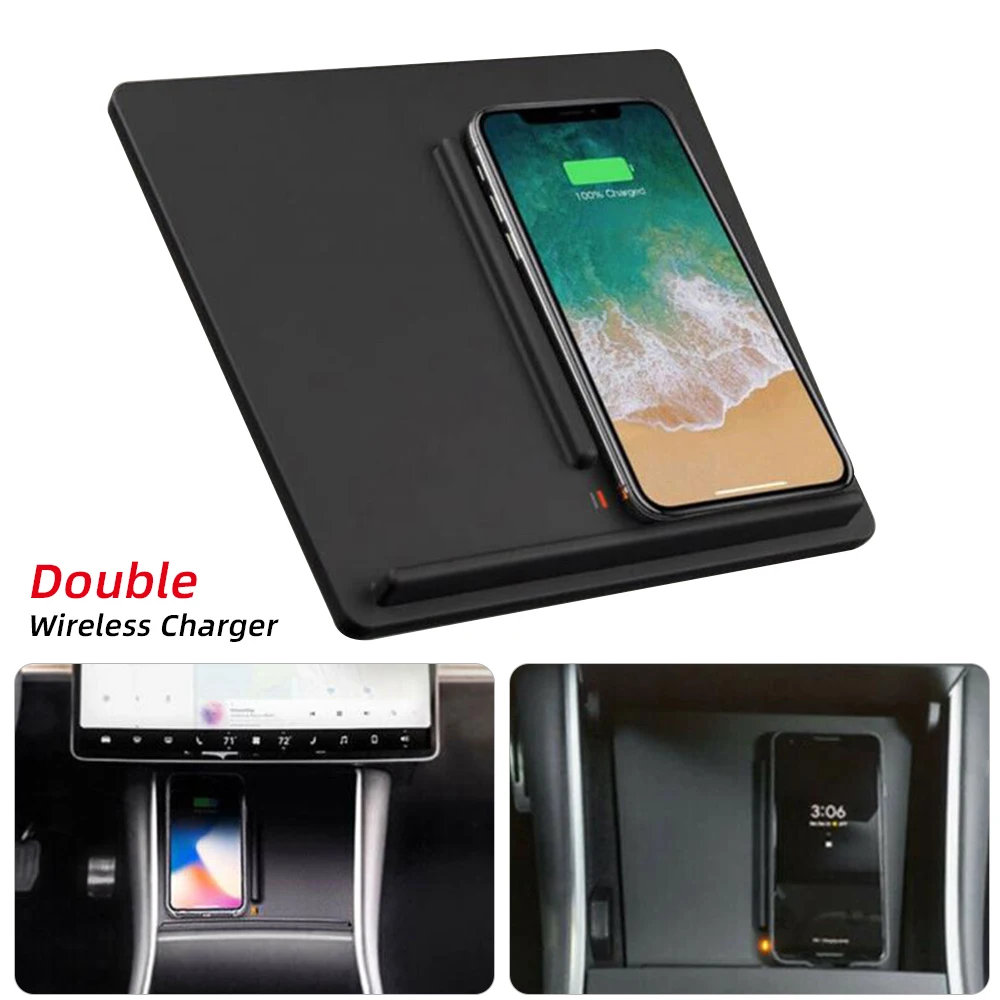 1PCs Wireless Phone Charger Dual Phones Charging Anti-skid Car Mount Auto Qi Pad For All Android Devices | Мобильные телефоны и