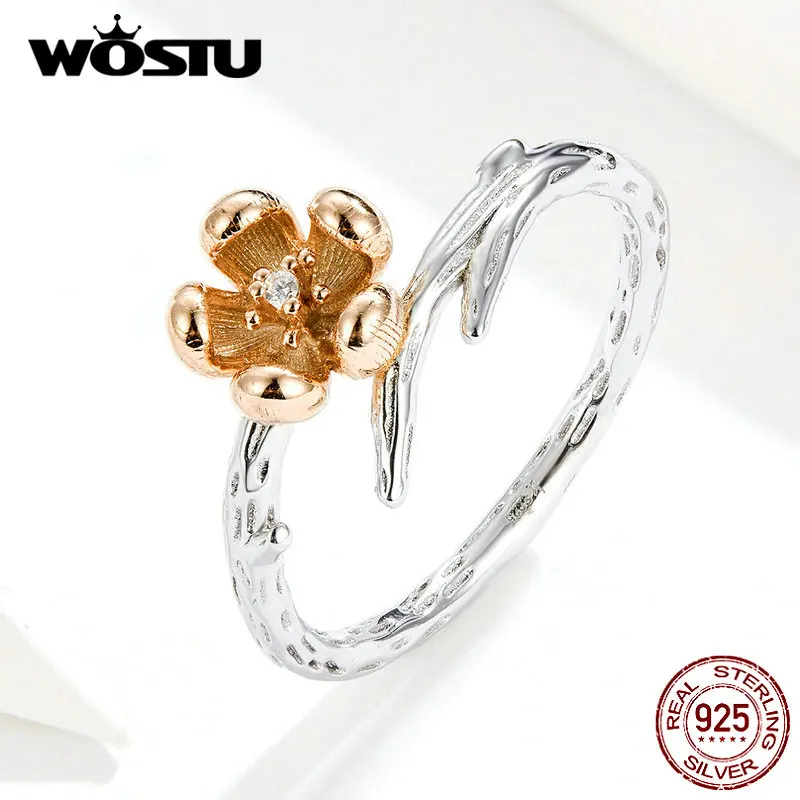 Женское кольцо с цветком сливы из серебра 925 пробы|Кольца| |