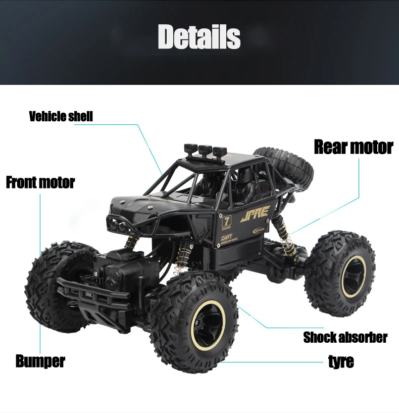 37 см RC автомобиль 1:12 4WD 2 4 ГГц альпинистский 4x4 двойные двигатели Bigfoot