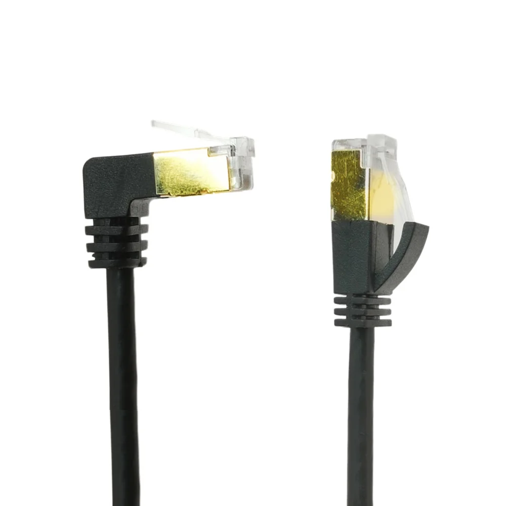 Кабель RJ45 Ethernet CAT 7 диаметр сечения 4 мм UTP с изгибом 90 градусов 10 Гбит/с |