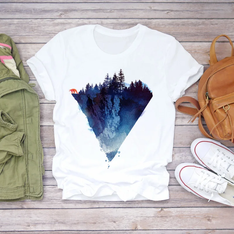 

Women Short Sleeve Beach Holiday Travel Print Clothes Lady T-shirts Top Womens T Shirt Ladies Stylish Ladies Tee T-Shirt