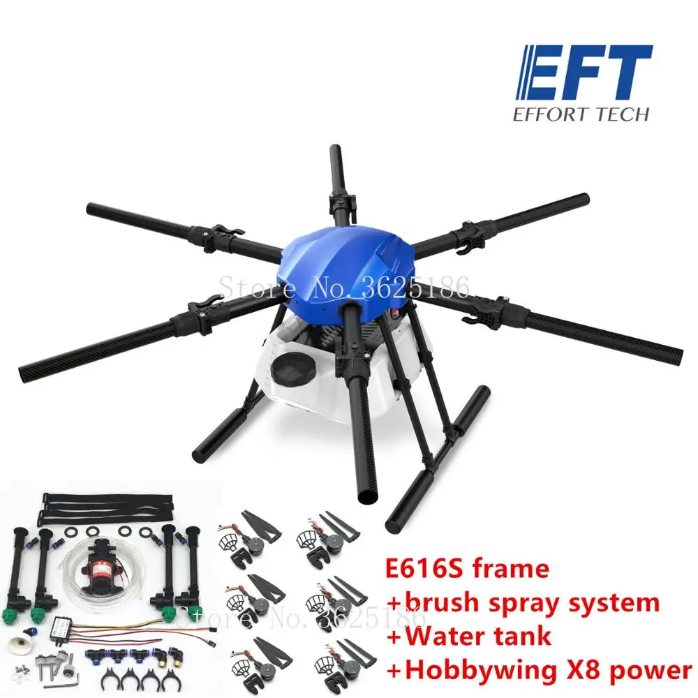 

EFT E616S 16L Agricultural spraying drone E616 616S 16KG folding wheelbase frame brushless water pump spray X8 power system kit