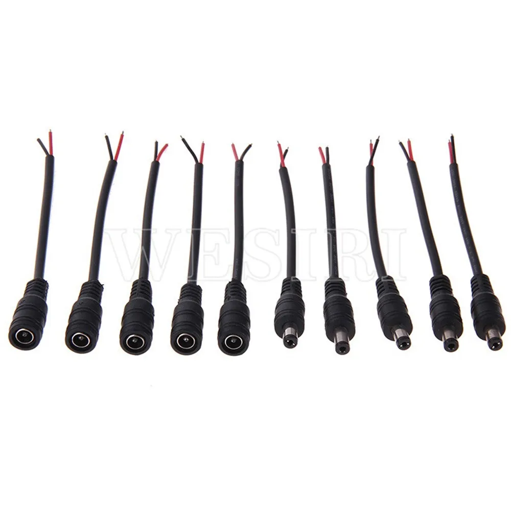 DC Extension Connecters with Lock Buckle 5.5x2.1mm Male Female Cable Connecter Jack Adapter for LED Strip 15cm Length | Лампы и