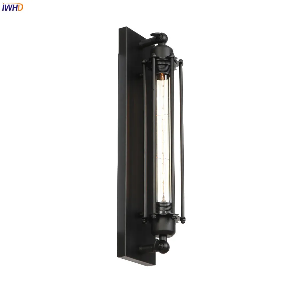 IWHD Loft Decor Retro Wall Lights For Home Bar Stair Bathroom Mirror Light Black Industrial Vinage Sconce Wandlamp LED | Лампы и