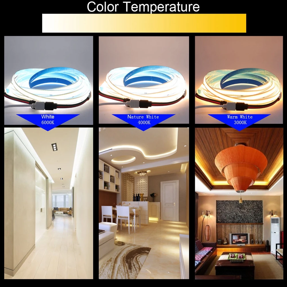 COB CCT/RGB/RGBW LED Light Strip 840LEDs/m High Density Flexible FOB RA90 Linear Dimmable Led Lights DC24V | Лампы и освещение