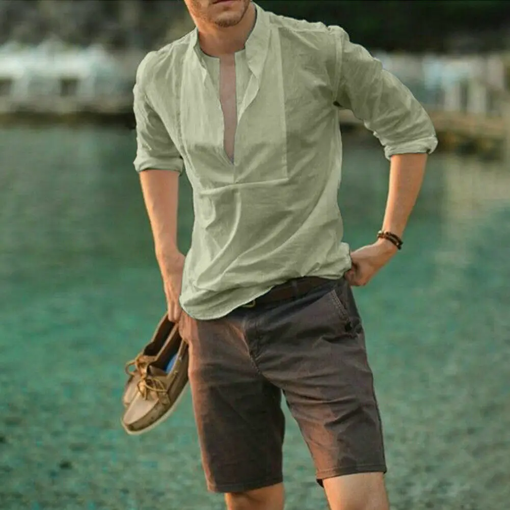 

Brand New Mens Casual Solid Color Shirts Slim Fit Shirt Female Summer Boho Shirts