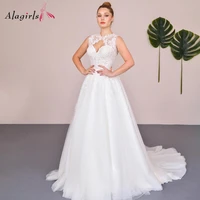 alagirls lace wedding dresses 2021 tulle a line wedding dress court train wedding party dress bridal gown vestido de festa