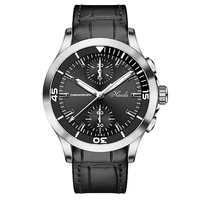 haofa automatic chronograph watch pilot watch sapphire waterproof business fashion casual five star movement leather strap