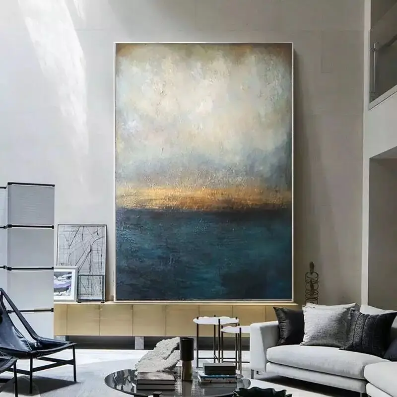 

Gold Foil Landscape Pic Hand Painted Modern Abstract Oil Painting On Canvas Wall Art For Living Room Home Decoration No Framed