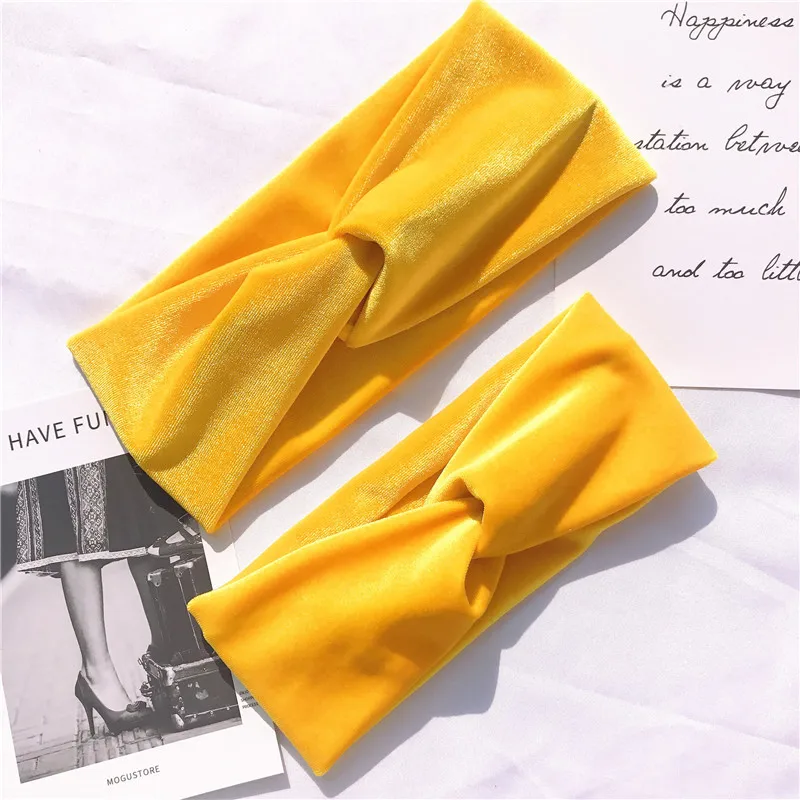 Yellow Новинка, 2 предмета, Женский тюрбан из хлопка скрученный узел, повязка на голову, скрученная вязаная повязка на голову - Цвет: Yellow