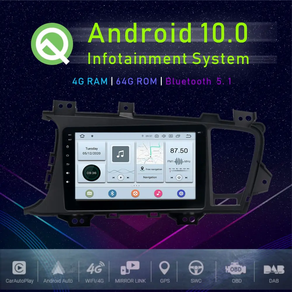 Автомобильный GPS плеер JSTMAX мультимедийный 9 дюймов на Android 10 0 для Kia K5 Optima 2011 2012 2013