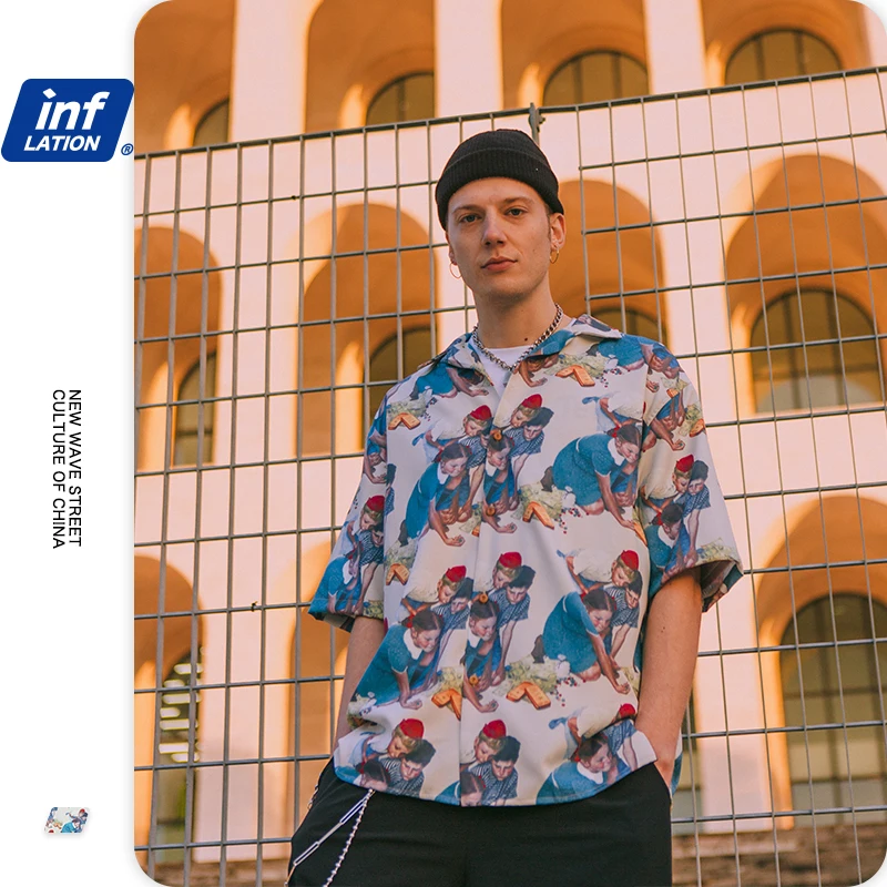 INFLATION 2020 коллекция SS Мужские Пляжные Гавайские рубашки с коротким рукавом