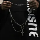 Колье многослойное с подвеской крест в стиле хип-хоп для мальчиков, длинная цепочка в стиле стимпанк, ожерелье из нержавеющей стали, Ювелирное Украшение для парня, подарок
