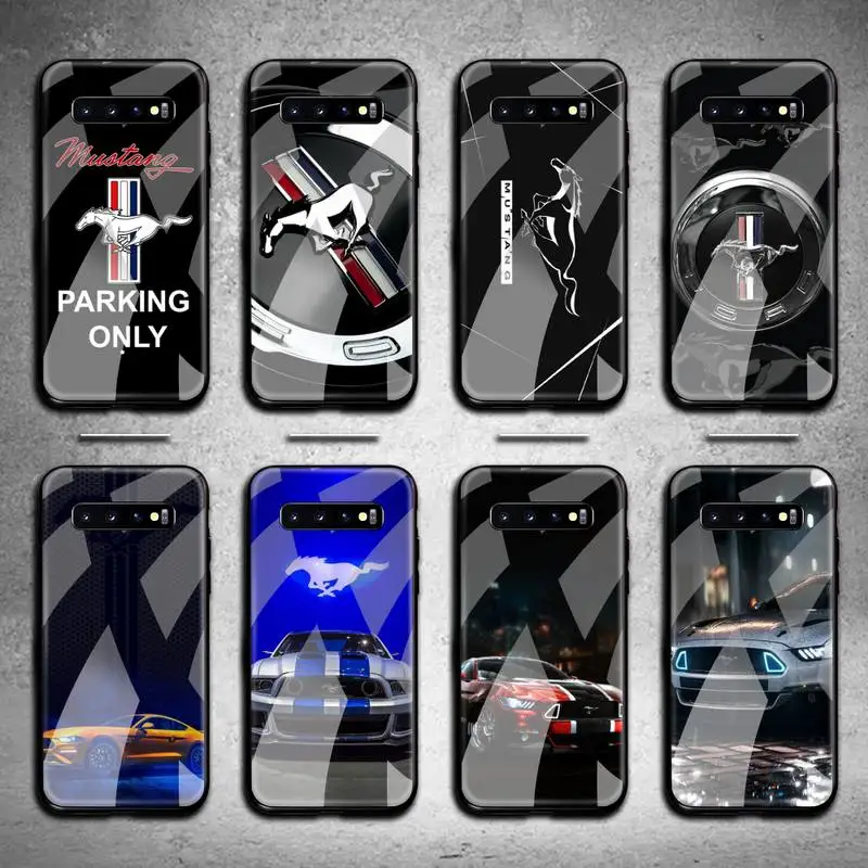 

Luxury Sports Car Brand Mustang Logo Phone Case Tempered Glass For Samsung S20 Plus S7 S8 S9 S10 Plus Note 8 9 10 Plus