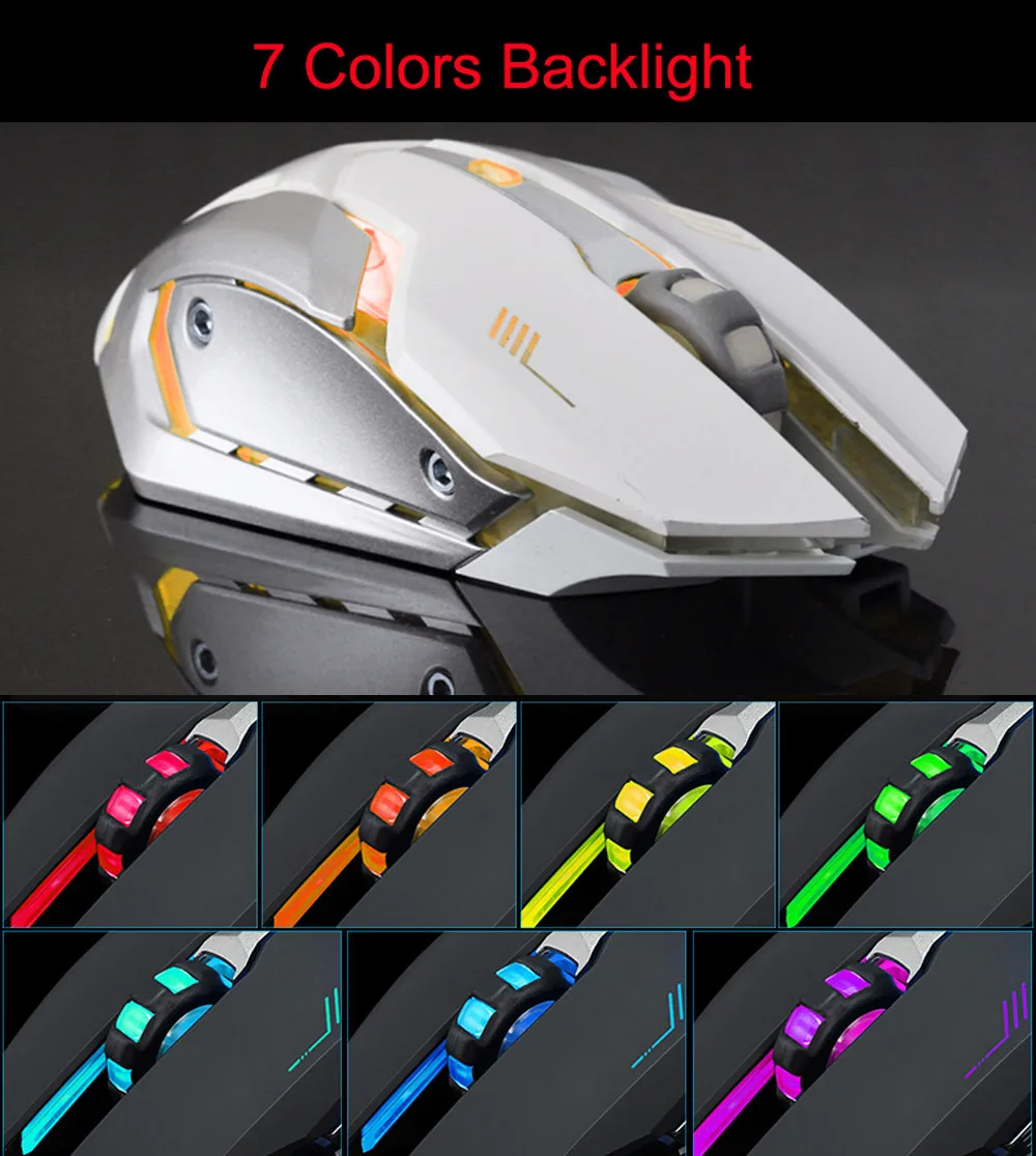 Mouse Rechargeable X7 Wireless Silent LED Backlit USB Ergonomic Notebook Gaming Mice Laptops Wired -L920 | Компьютеры и офис