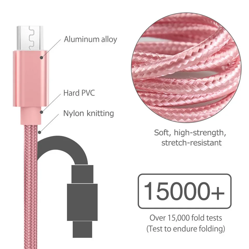 ET 2.4A Micro USB кабель нейлон Быстрая зарядка USB кабель для передачи данных для Xiaomi Redmi Note 5 планшет Android мобильный телефон usb зарядный шнур