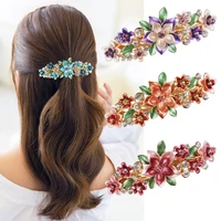 japanese simple alloy hairpin paint flower spring headdress one word horizontal ponytail top clip ornament fashion headdress