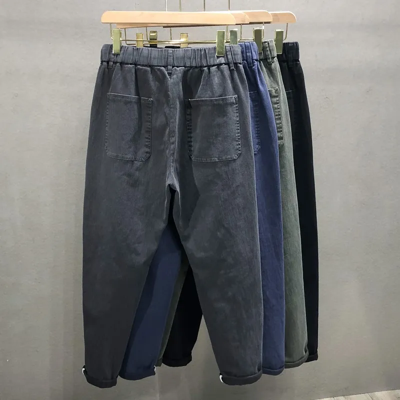 Spring Autumn Harem Jeans Men's Straight Loose Harlan Pants Elastic Waist Casual Plus Size 5XL Men Trousers