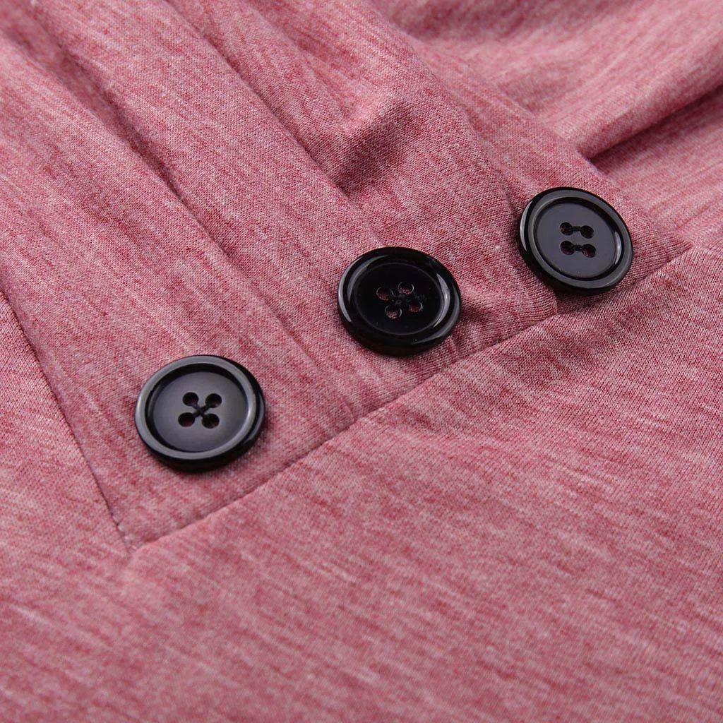 

Fashion Solid Buttons Blouse Shirt Turtleneck Tops Tee Casual Autumn Winter Top Ladies Female Women Long Sleeve Blusas Pullover