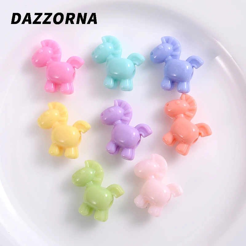 Модные Акриловые Бусины 8 цветов 30 шт./упак. в форме милой лошади из мультфильма