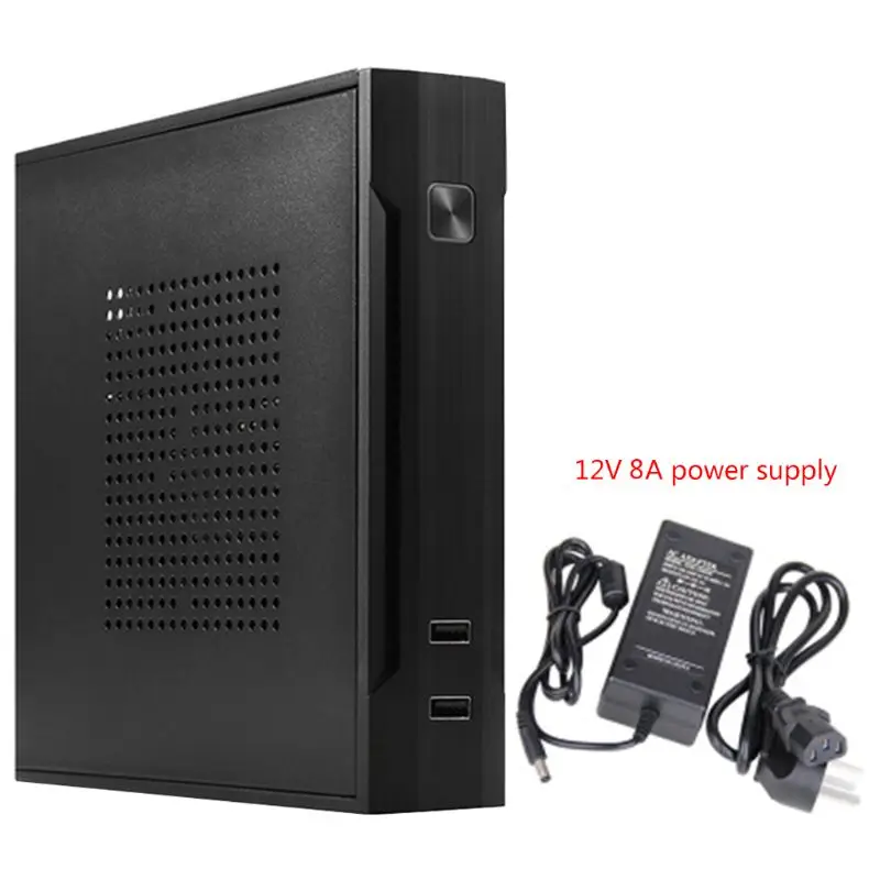 QX01 Mini ITX Computer Cases Enclosure Usb2.0 2.5 Inch Hdd SSD Gaming PC Desktop Chassis with 12V 8A/5A Power Supply