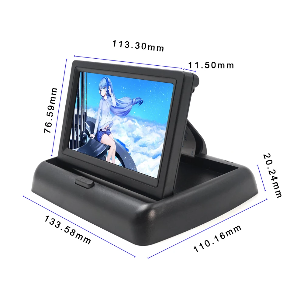 Carsanbo Wireless Rear View Camera Vehicle Foldable Monitor Video System Car Parking Monitor With Reverse Camera Optional