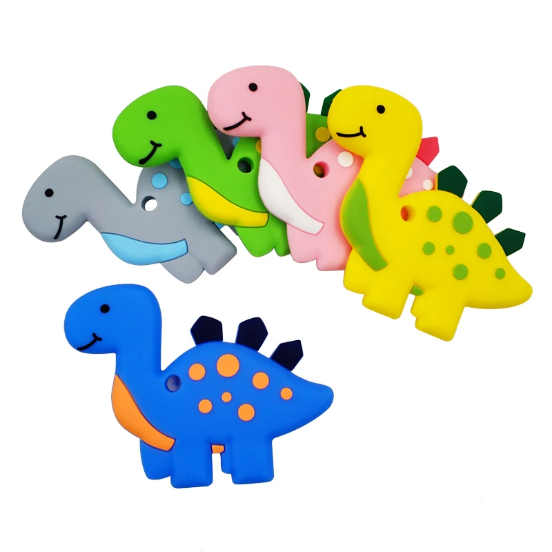 

Safe Toddler Baby Teethers BPA Free Cute Animal Dinosaur Infant DIY Ring Teether Baby Silicone Chew Charms Kids Teething Toys