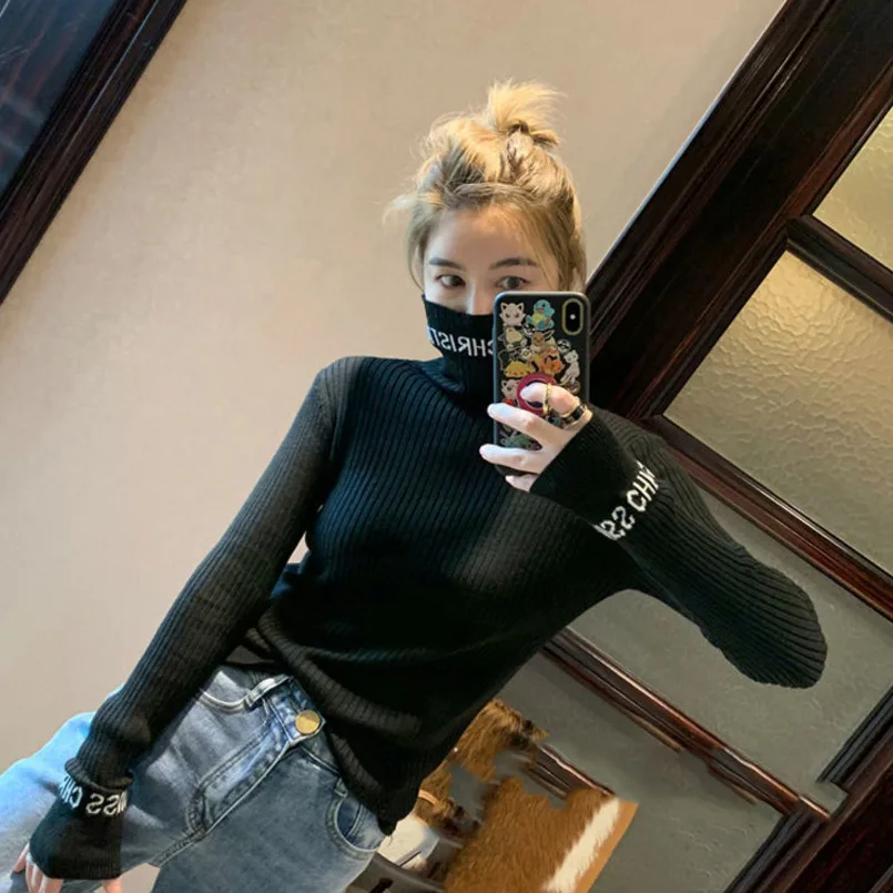 

Autumn Winter Clothes Turtleneck Knitted Sweater Women Korean With Soft Wind Pullover Sweater Inside And Thin Warm Bottom Coat