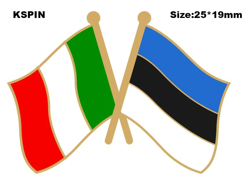 

Италия и Эстония, значок с флагом дружбы, значок с флагом дружбы, значок с флагом