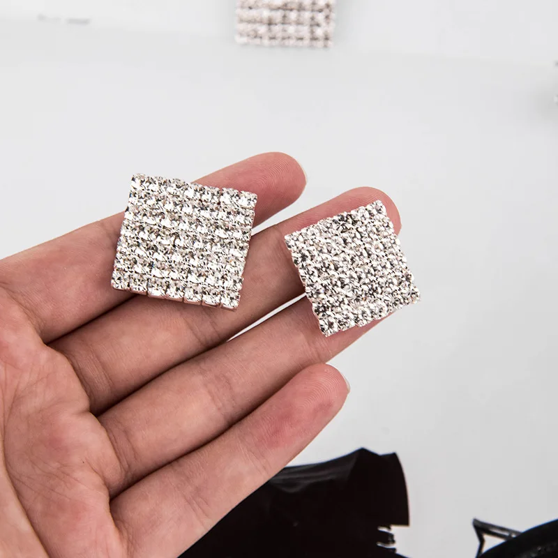 

New Metal Buttons For Clothing 10pcs 21mm 25mm Square Rhinestones Button Sewing Coat Decoration Buttons