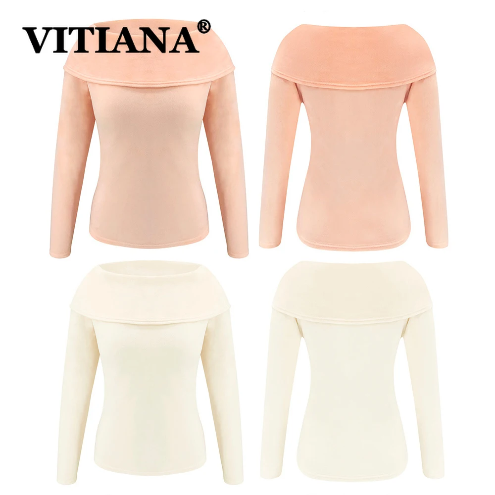 VITIANA Зимняя Повседневная Блузка для женщин осень 2019 Женский облегающий Топ с
