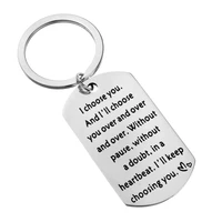 stainless steel keychain pendant text i will choose you couple keychain men and women lovers gifts for mr and mrs and mrs