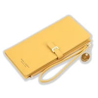 long women wallets solid color multifunction coin purses female zipper hasp wristband phone pocket card holder money clip