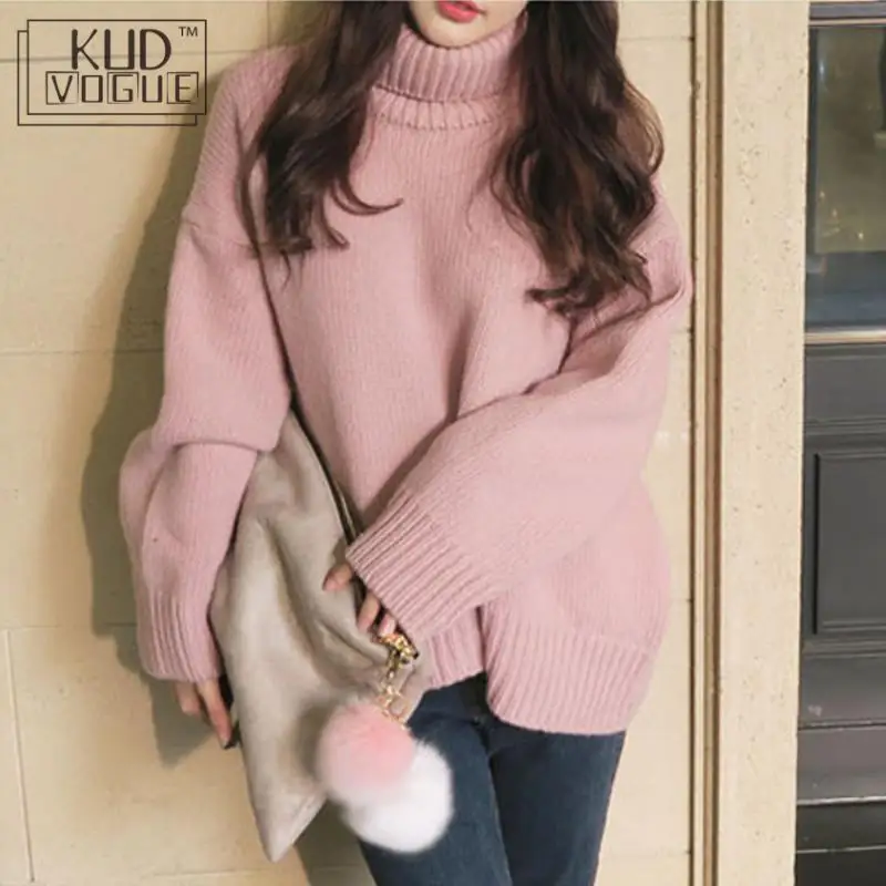 Warm Jumper Yellow Sweater Turtleneck Full Sleeve Regular Knitting Pullover Solid Standard Winter Women Fashion 2018 Casual | Женская