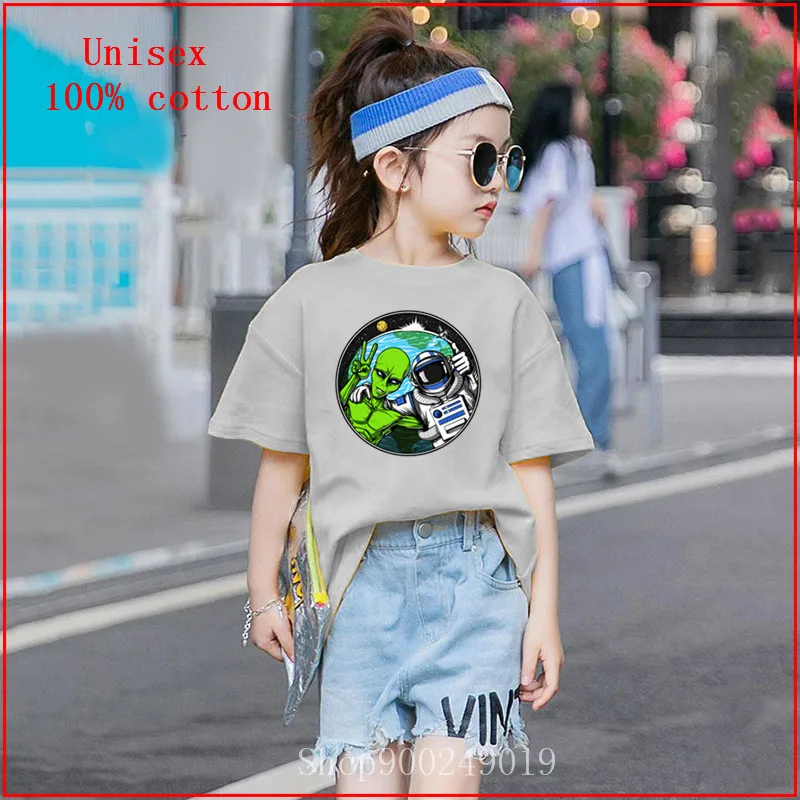 Модная одежда для девочек с принтом инопланетянина астронавта космоса друга