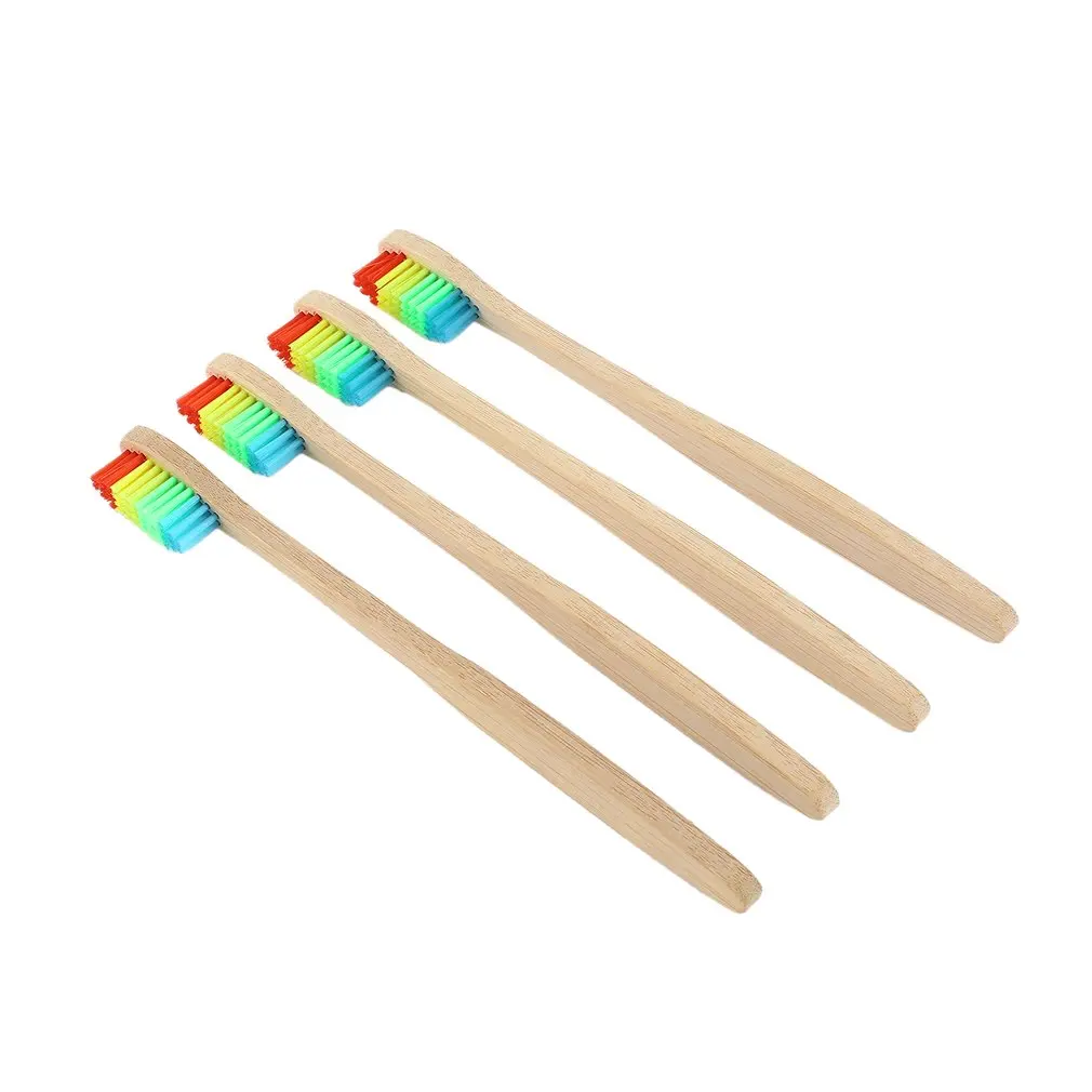 10 шт. цветная бамбуковая зубная щетка Оптовая Продажа Экологичная деревянная