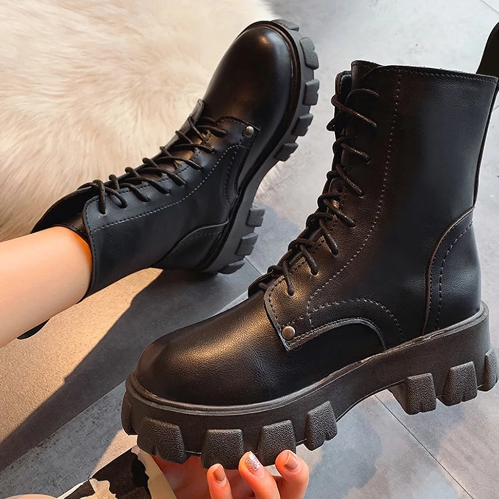 Женские ботильоны martin модные зимние водонепроницаемые ботинки на платформе со