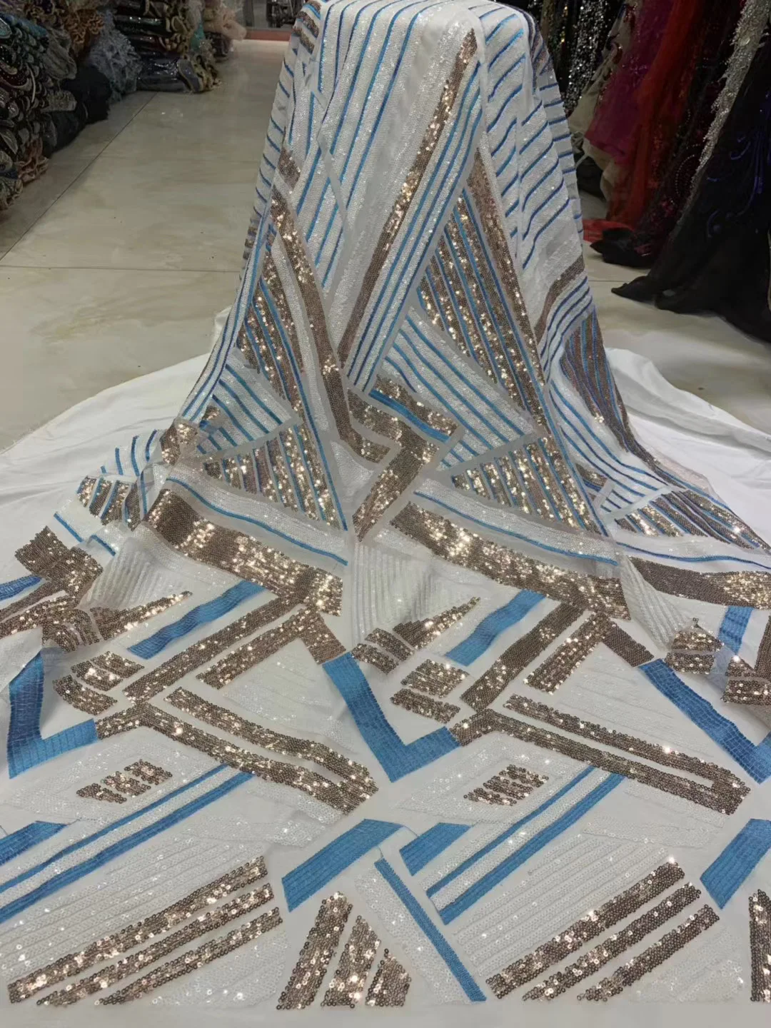 

African Lace Fabric 2020 High Quality Nigeria Lace Fabric with Sequin Embroidery French Tulle Lace Fabric H39411