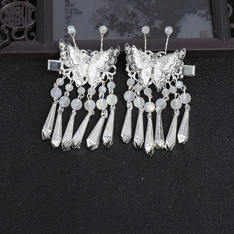 

Chinese Ancient GuFeng Style Handmade Long Metal Tassels Hairpins Fake Jewelry Accessories Tassel Flying Birds Hairpins