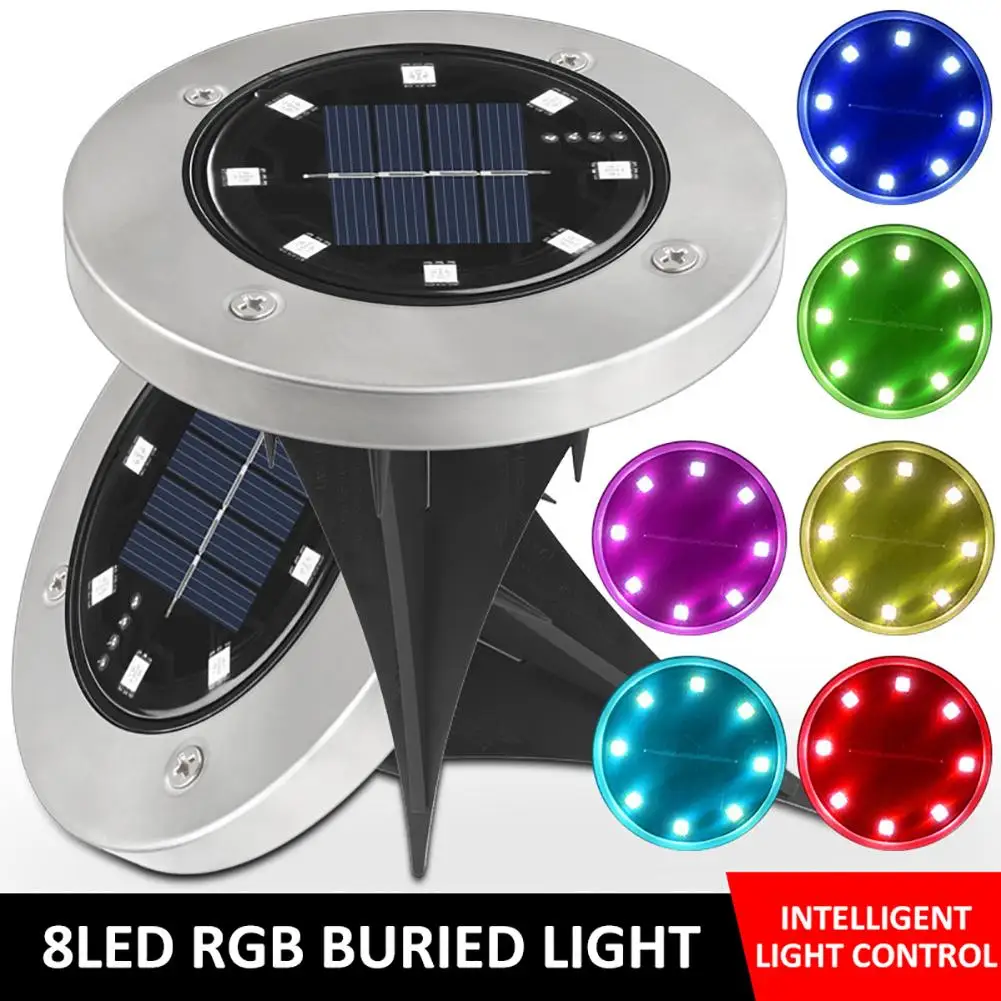 

8 LED Solar power lawn Light Outdoors Waterproof Solar Street Color Lights Garden Decor Buried Stair Lamp Underground Decking