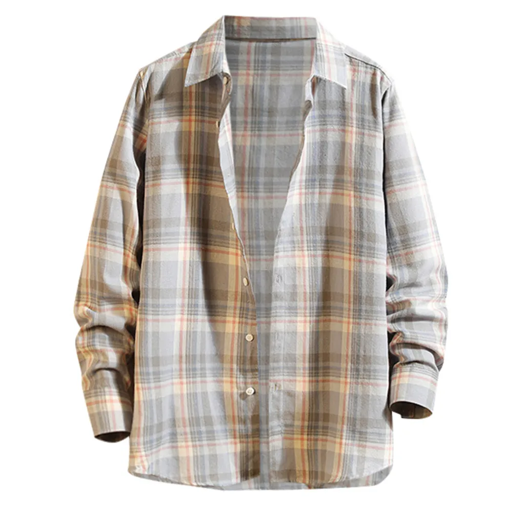 Модные мужские рубашки Осень зима хлопковая Повседневная клетчатая рубашка с