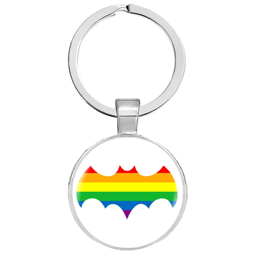 LGBT Bi Pride Keychians гипоаллергенные серьги для геев Брелоки ключей стеклянные кабошоны