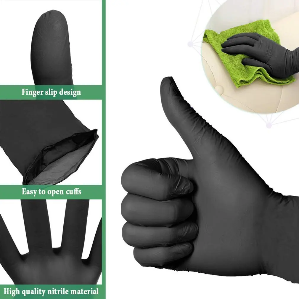 

Security check disposable rubber gloves tattoo beauty black gloves PVC rubber gloves beauty protective gloves