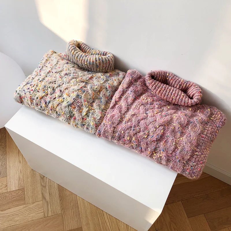 2018 женский свитер и пуловеры водолазка толстый вязаный Зимний пуловер для женщин