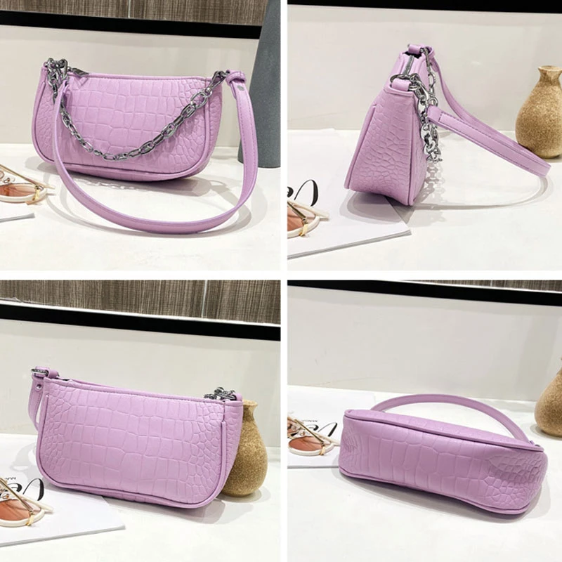 

2021 New Alligator Underarm Bag For Women Baguette Shape Bag Luxury Leather Handbag Shoulder Bag Womens Messenger Crossbody Bags