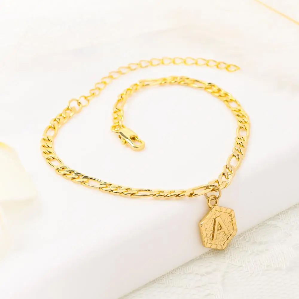 Браслеты на лодыжку Initial для женщин и девушек изящный ножной браслет Фигаро
